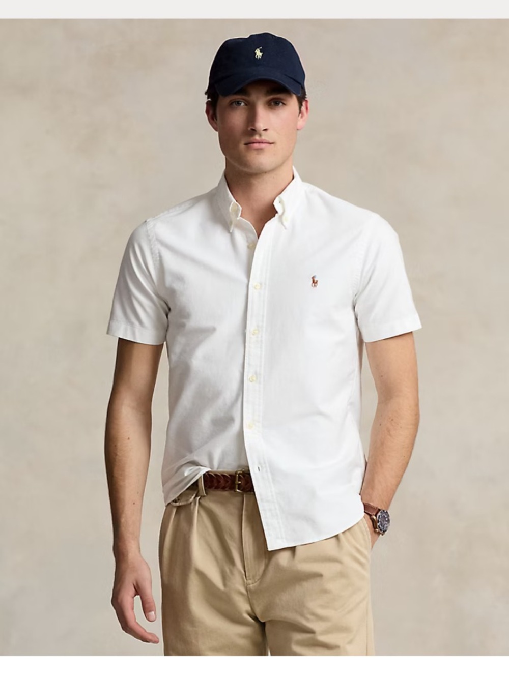 Polo Ralph Lauren Shirt Men M White Short Sleeve Untucked Classic Fit